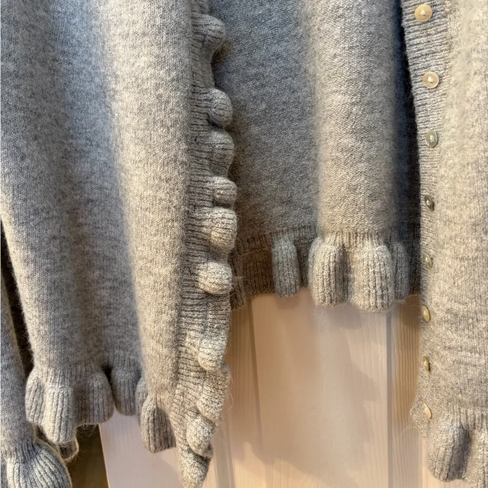 CeCe Light Gray Ruffled Cardigan - Picture 2 of 4